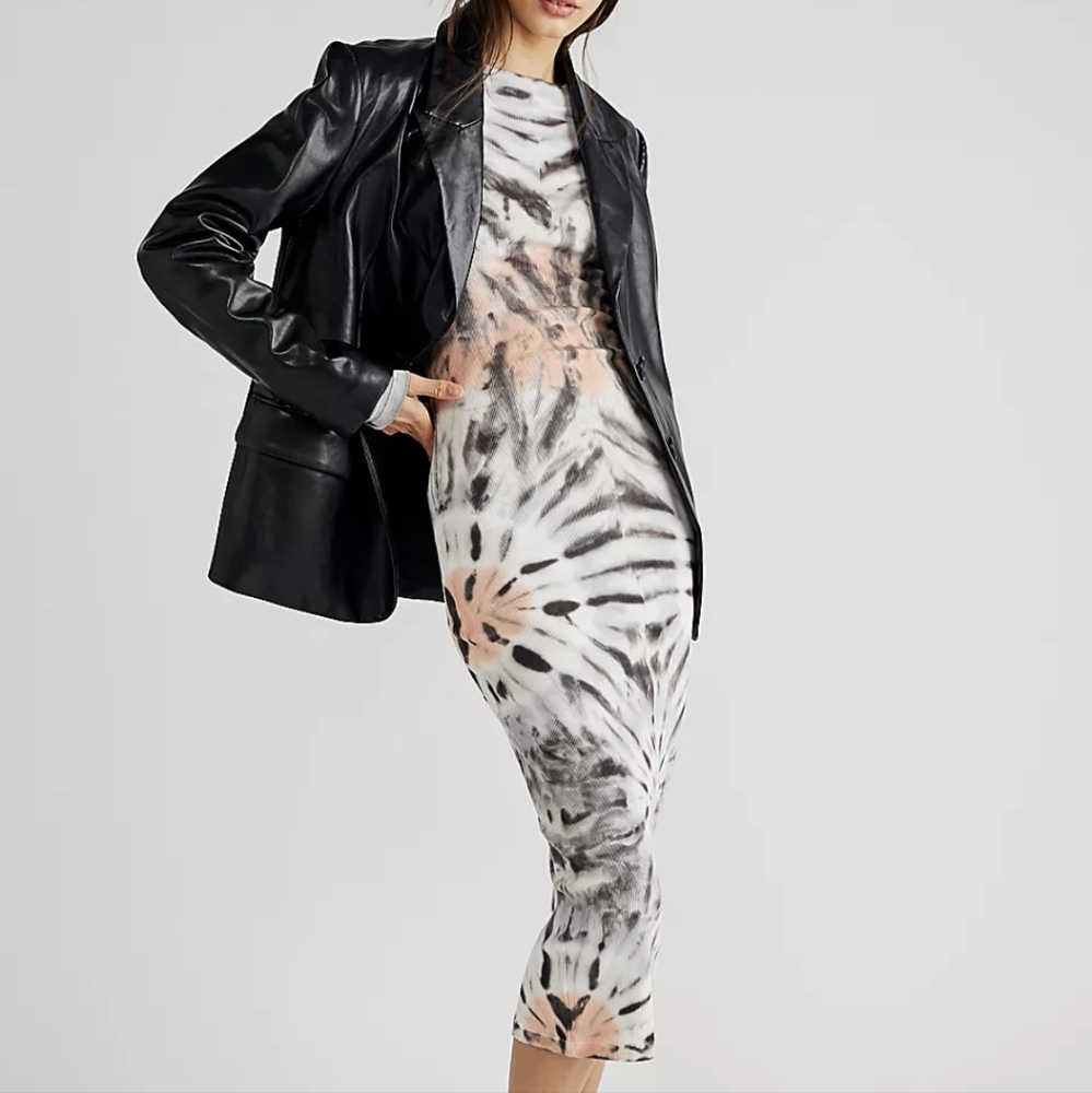 NWT Large Free People on the Road Bodycon Midi Tie Dye Dress